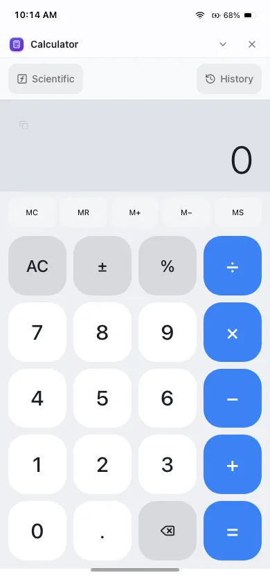 Calculator on phone