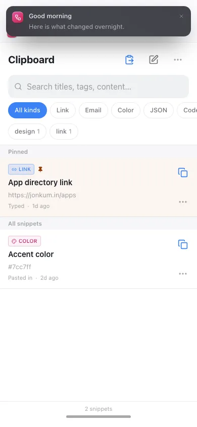 Clipboard on phone