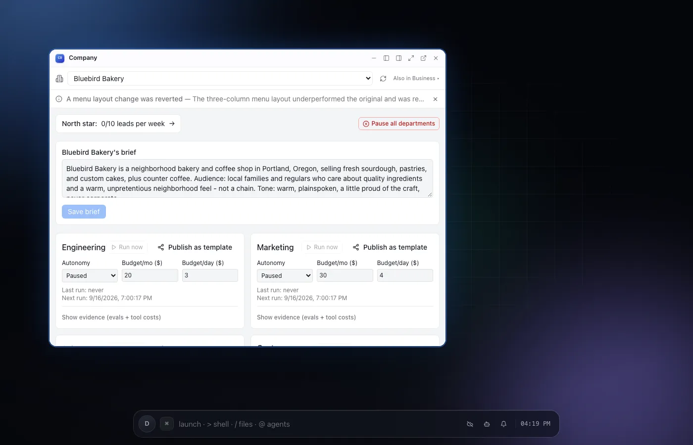 Company on desktop