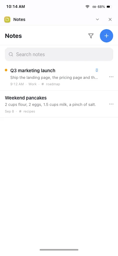 Notes on phone