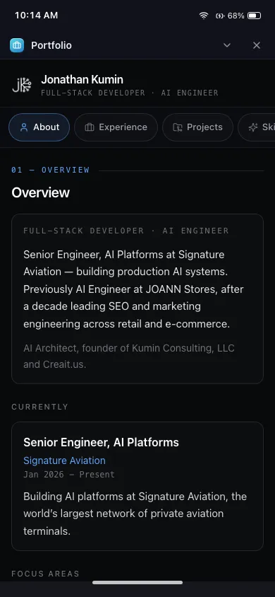 Portfolio on phone