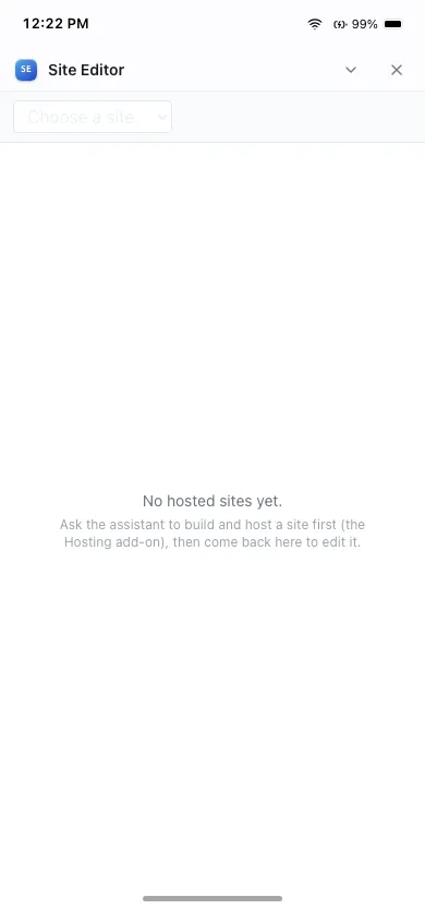 Site Editor on phone